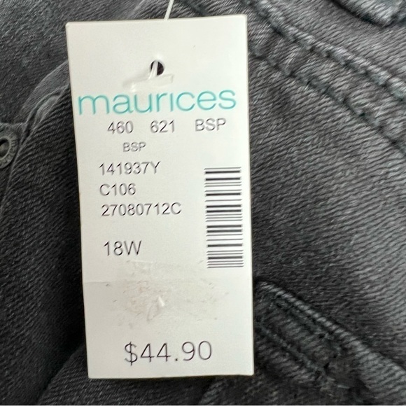 NWT m jeans by MAURICES Women’s Black Jeans Sz 18W Button Fly Distressed Stretch - Picture 9 of 15